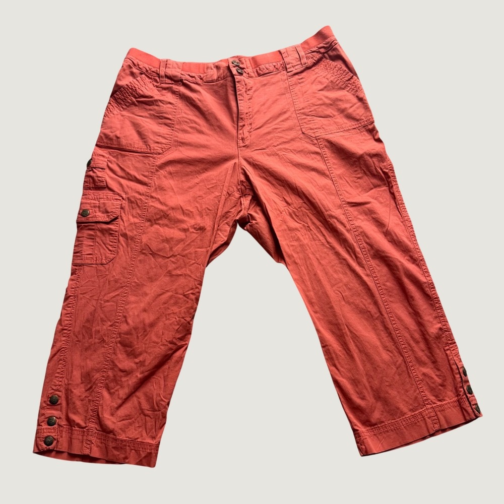 Westport 1962 Cargo Capri Pants 16 Utility Crop Cotton Stretch Red Coral